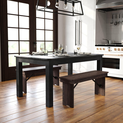 60" x 38" Rectangular Solid Pine Farm Dining Table - View 2