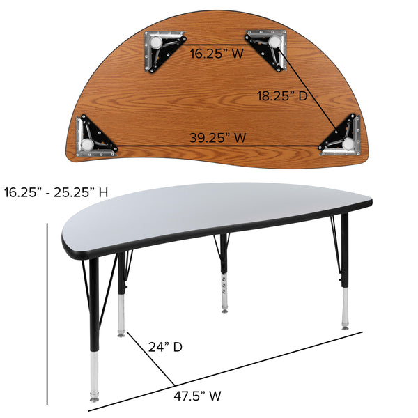 Grey |#| 76inch Oval Wave Activity Table Set with 14inch Student Stack Chairs, Grey/Black