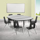 Grey |#| 76inch Oval Wave Activity Table Set with 16inch Student Stack Chairs, Grey/Black