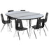 76" Oval Wave Flexible Laminate Activity Table Set with 16" Student Stack Chairs