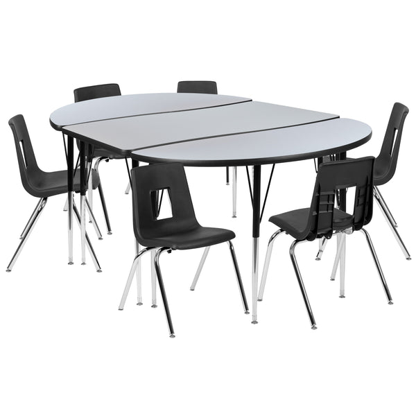 76 Oval Wave Grey Table Set XU-GRP-18CH-A3048CON-48-T-A- – Church Chairs 4  Less