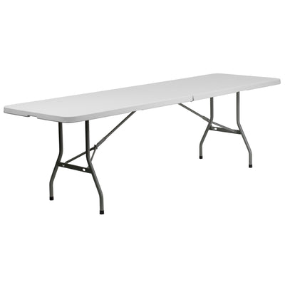 8-Foot Bi-Fold Plastic Banquet and Event Folding Table with Carrying Handle