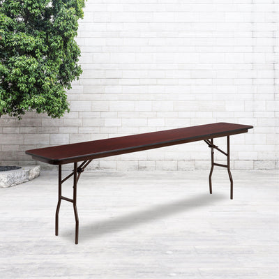 8-Foot Mahogany Melamine Laminate Folding Training Table - View 2
