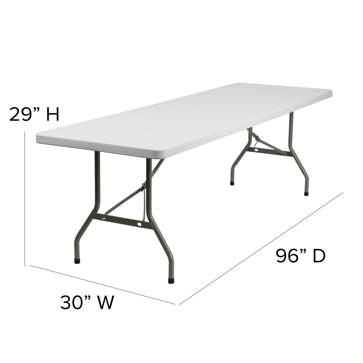 8-Foot Granite White Plastic Folding Table - Banquet / Event Folding Table