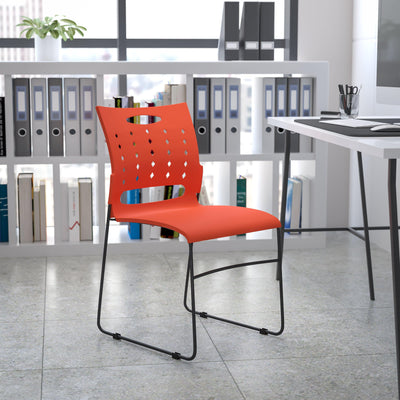 881 lb. Capacity Sled Base Stack Chair with Carry Handle and Air-Vent Back - View 2