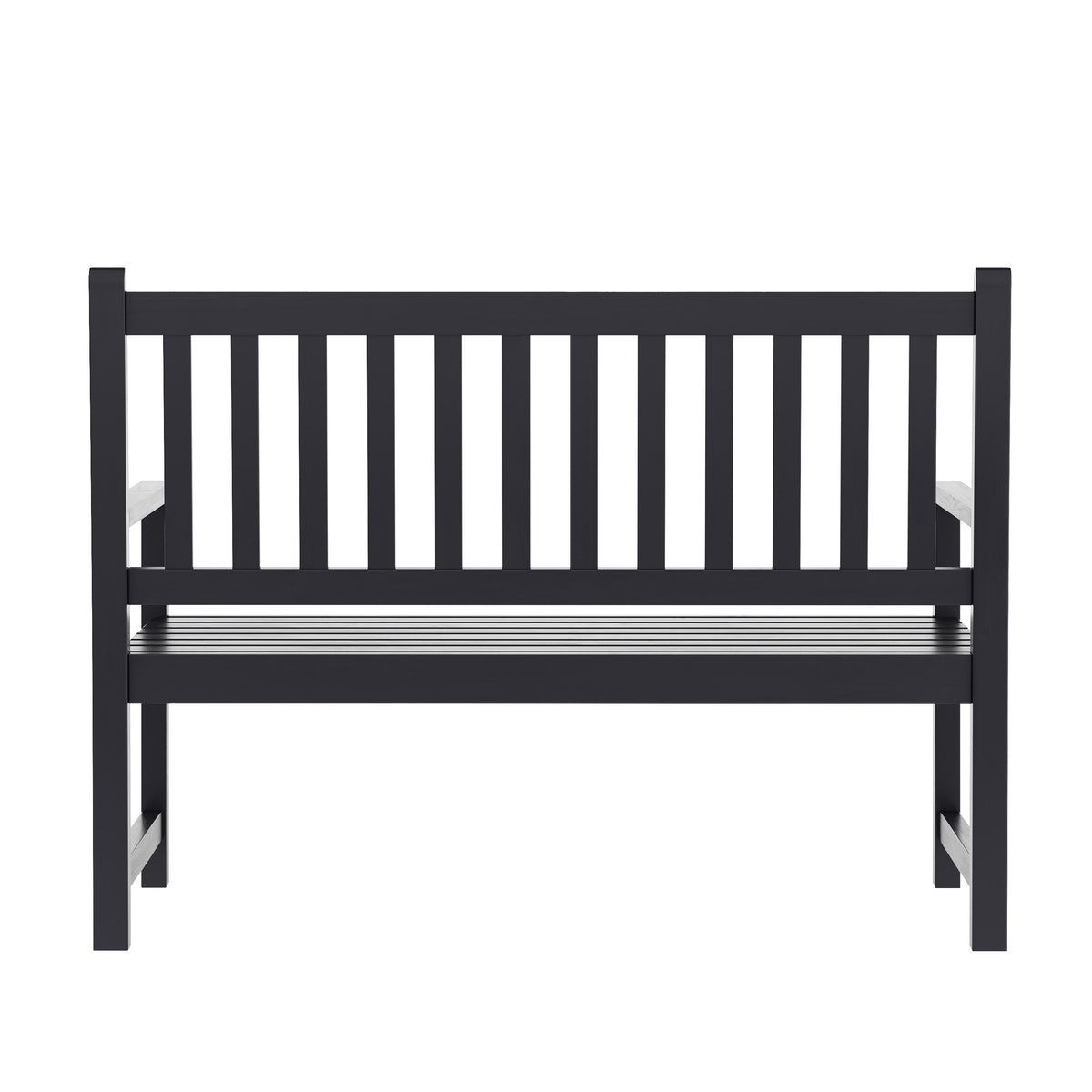 Black |#| Commercial Indoor/Outdoor 2-Person Patio Acacia Wood Bench Loveseat in Black