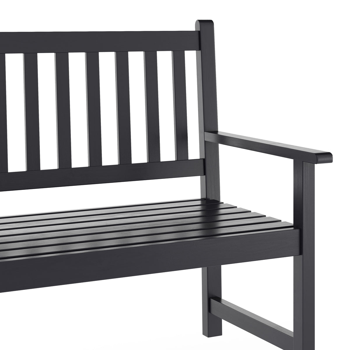 Black |#| Commercial Indoor/Outdoor 2-Person Patio Acacia Wood Bench Loveseat in Black