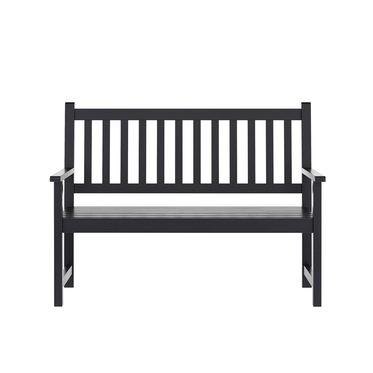 Black |#| Commercial Indoor/Outdoor 2-Person Patio Acacia Wood Bench Loveseat in Black