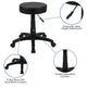Black Adjustable Doctors Stool on Wheels with Ergonomic Molded Seat