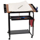 Adjustable Drawing and Drafting Table with Black Frame and Dual Wheel Casters