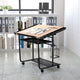 Adjustable Drawing and Drafting Table with Black Frame and Dual Wheel Casters