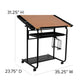 Adjustable Drawing and Drafting Table with Black Frame and Dual Wheel Casters