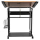 Adjustable Drawing and Drafting Table with Black Frame and Dual Wheel Casters