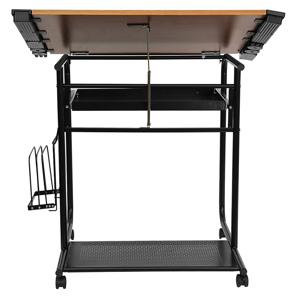 Adjustable Drawing and Drafting Table with Black Frame and Dual Wheel Casters