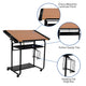 Adjustable Drawing and Drafting Table with Black Frame and Dual Wheel Casters