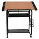 Adjustable Drawing and Drafting Table with Black Frame and Dual Wheel Casters