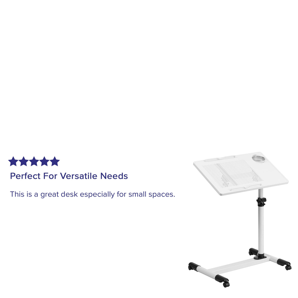 White |#| White Adjustable Height Steel Mobile Tilt Top Computer Desk w/ Top & Bottom Lip
