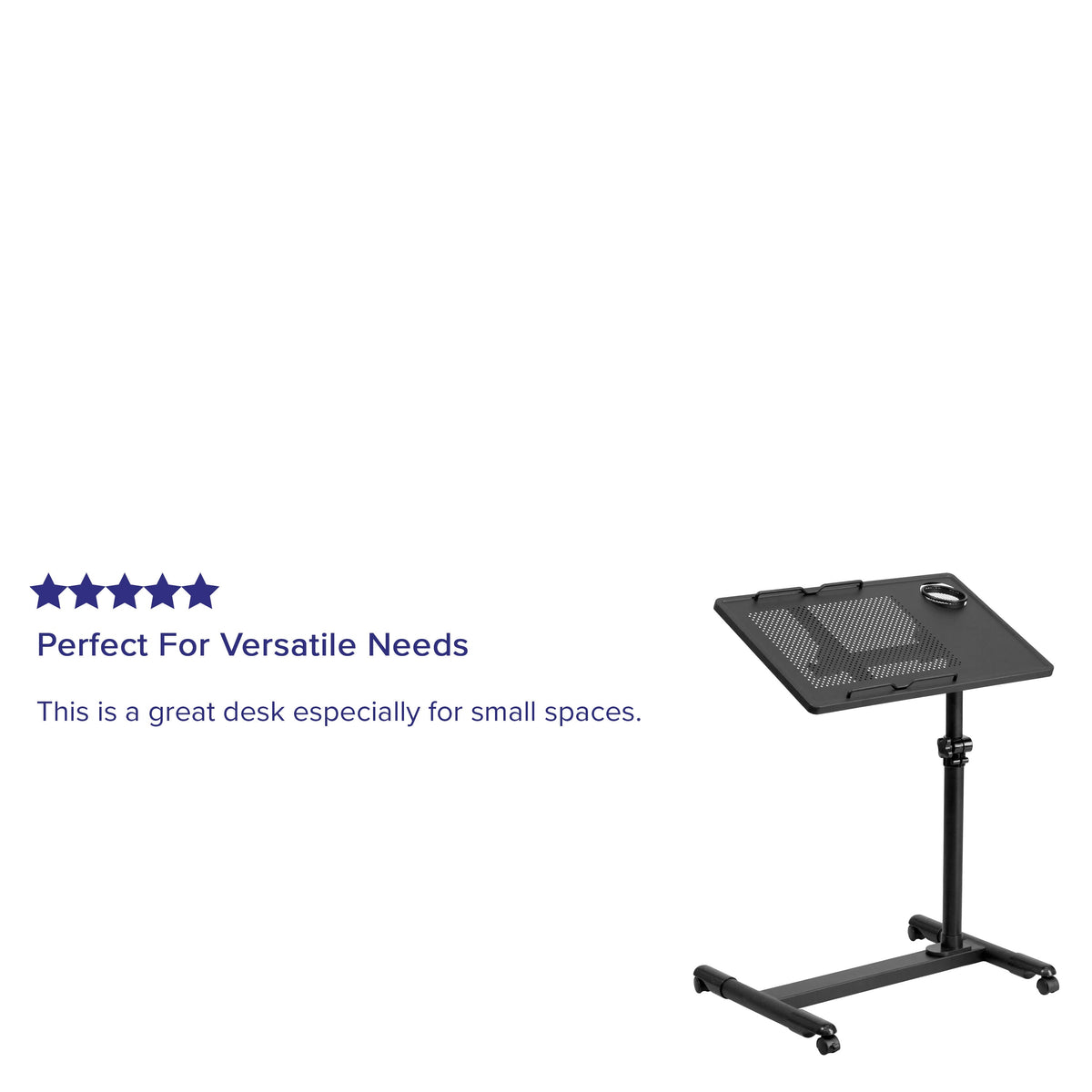 Black |#| Black Adjustable Height Steel Mobile Tilt Top Computer Desk w/ Top & Bottom Lip