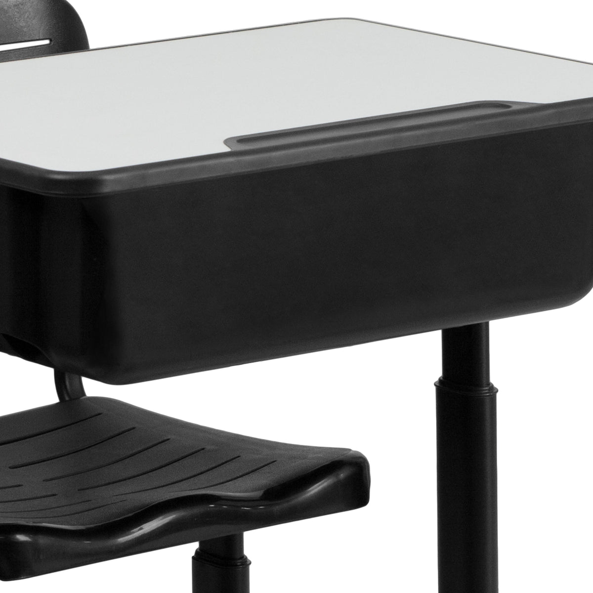 Adjustable Height Student Desk and Chair with Black Pedestal Frame
