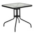 Barker 28'' Square Tempered Glass Metal Table with Rattan Edging