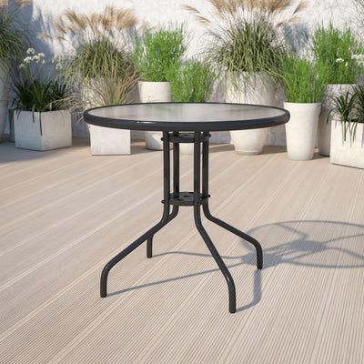 Bellamy 31.5'' Round Tempered Glass Metal Table