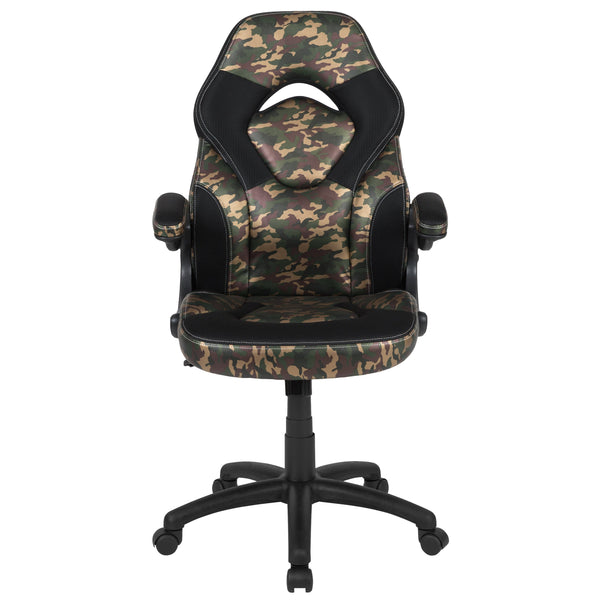 Camouflage |#| Ergonomic Camo and Black Computer Gaming Chair with Padded Flip-Up Arms