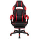 Black with Red Trim |#| Fully Reclining Gaming Chair with Slideout Footrest, Lumbar Massage-Black/Red