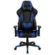 Blue |#| Reclining 360° Swivel Gamers Chair-Black & Blue Faux Leather - Adjustable Arms