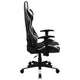 Black |#| Reclining 360° Swivel Gamers Chair-Black & White Faux Leather - Adjustable Arms