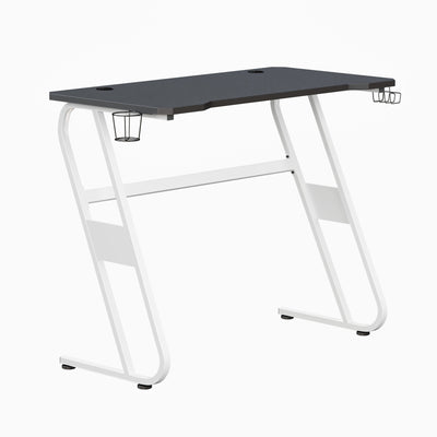 BlackArc Stratum Elite Gaming Desk - Laminate Top - "S" Shaped Steel Frame - Detachable Cupholder/Headphone Hook-2 Cable Management Holes - View 1