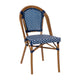 Navy & White Rattan/Natural Frame |#| Indoor/Outdoor Commercial French Bistro Set with Table and 4 Chairs in Navy/Wht