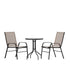 Brazos 3 Piece Outdoor Patio Dining Set - Tempered Glass Patio Table, 2 Flex Comfort Stack Chairs