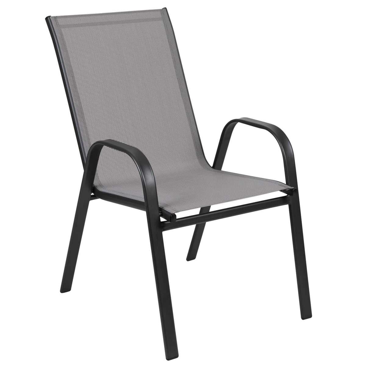 Gray |#| Commercial 7 Pc Outdoor Patio Dining Set with Glass Table and 6 Chairs - Gray