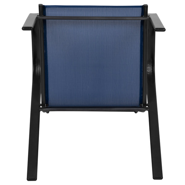 Navy |#| Navy Outdoor Stack Chair with Flex Comfort Material - Patio Stack Chair