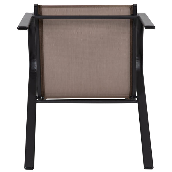 Brown |#| Brown Outdoor Stack Chair with Flex Comfort Material - Patio Stack Chair