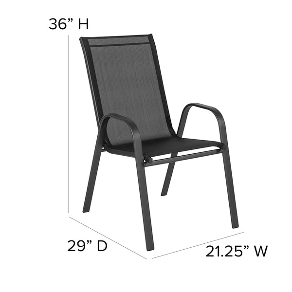 Black |#| Black Outdoor Stack Chair with Flex Comfort Material - Patio Stack Chair