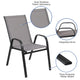 Gray |#| Gray Outdoor Stack Chair with Flex Comfort Material - Patio Stack Chair