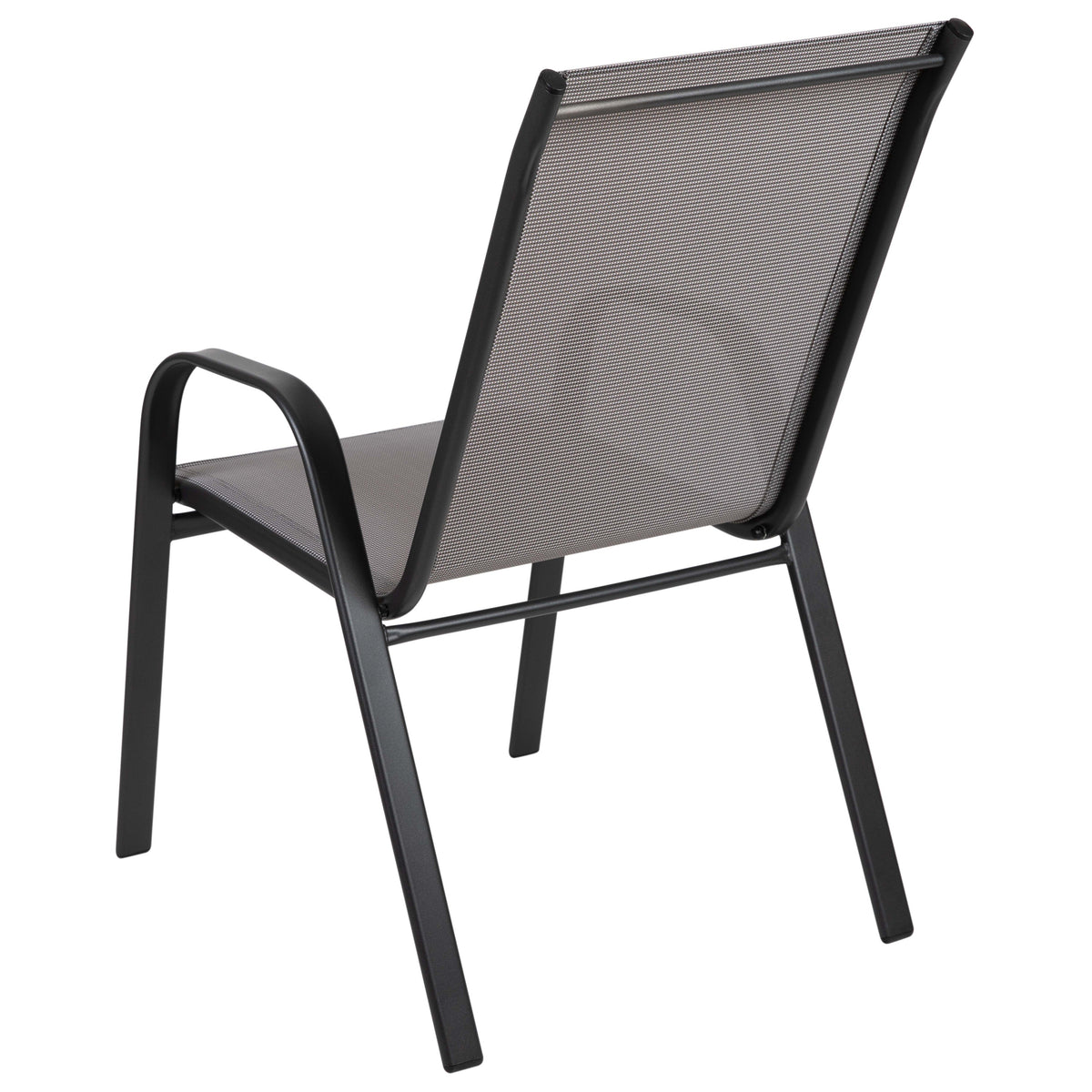 Gray |#| Gray Outdoor Stack Chair with Flex Comfort Material - Patio Stack Chair