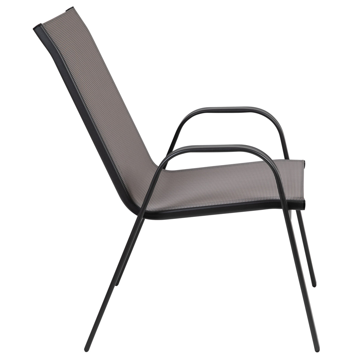 Gray |#| Gray Outdoor Stack Chair with Flex Comfort Material - Patio Stack Chair