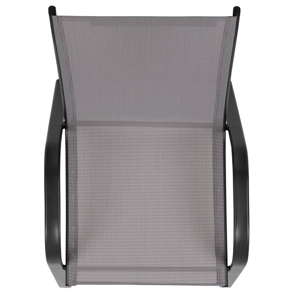 Gray |#| Gray Outdoor Stack Chair with Flex Comfort Material - Patio Stack Chair