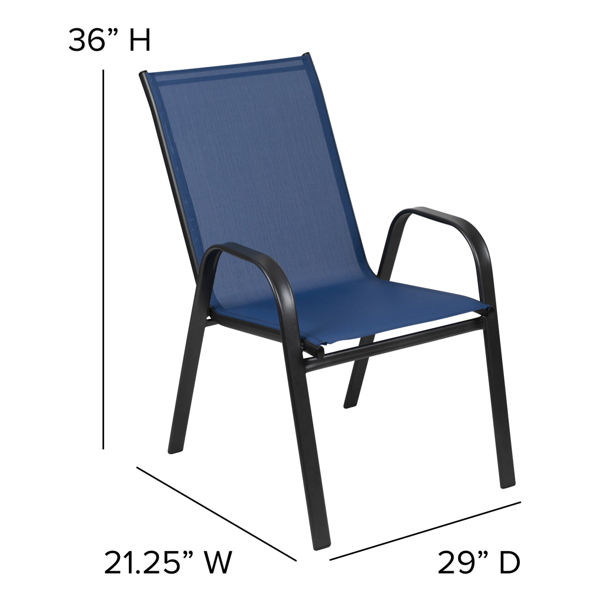 Navy |#| Navy Outdoor Stack Chair with Flex Comfort Material - Patio Stack Chair