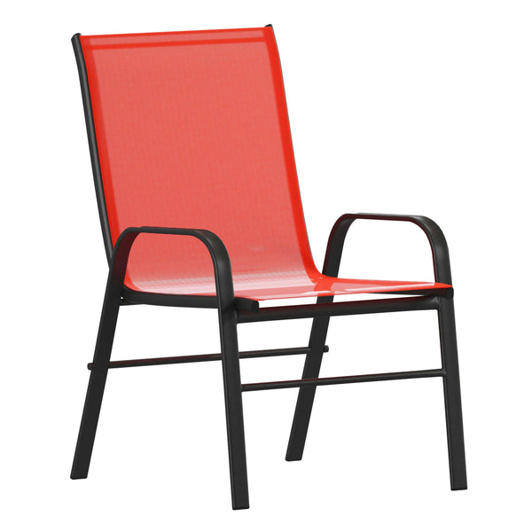 Red |#| Red Outdoor Stack Chair with Flex Comfort Material - Patio Stack Chair