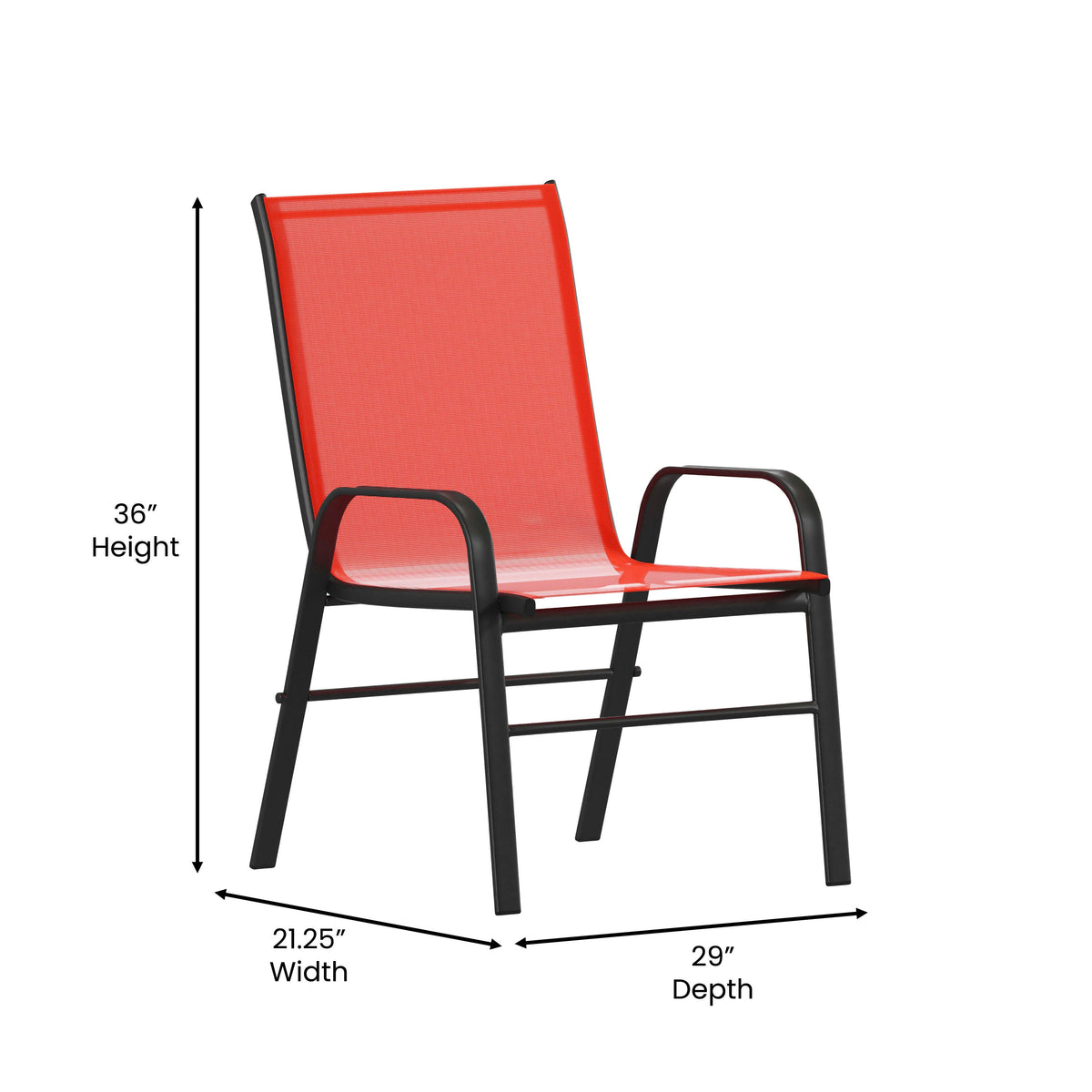 Red |#| Red Outdoor Stack Chair with Flex Comfort Material - Patio Stack Chair