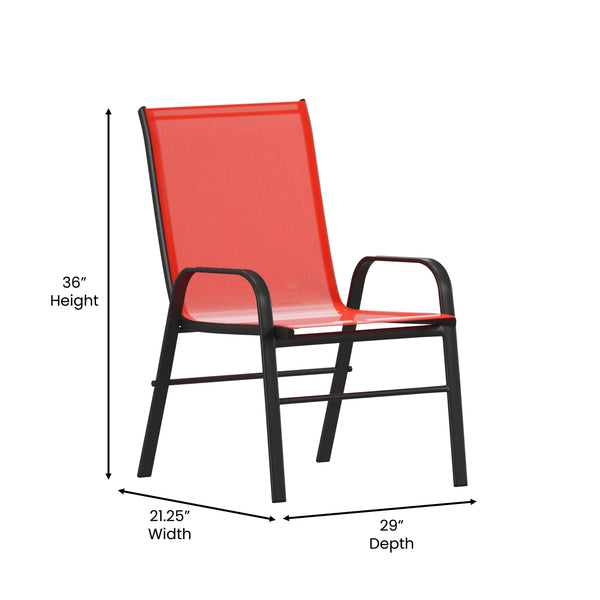 Red |#| Red Outdoor Stack Chair with Flex Comfort Material - Patio Stack Chair