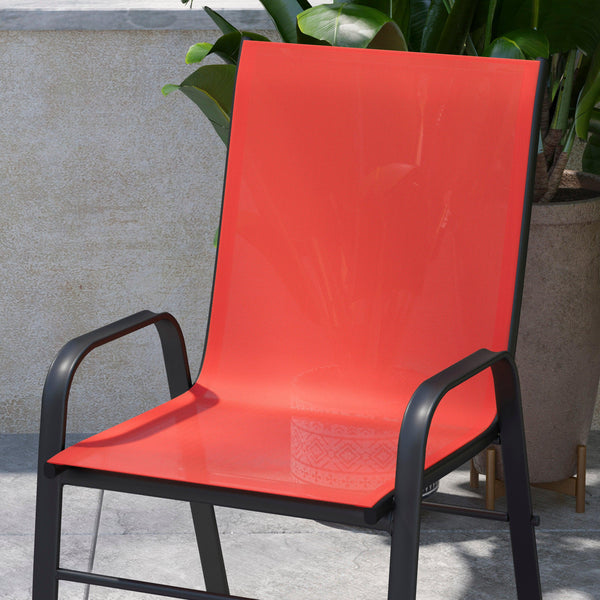 Red |#| Red Outdoor Stack Chair with Flex Comfort Material - Patio Stack Chair