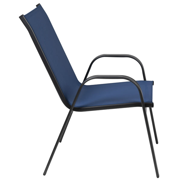 Navy |#| Navy Outdoor Stack Chair with Flex Comfort Material - Patio Stack Chair