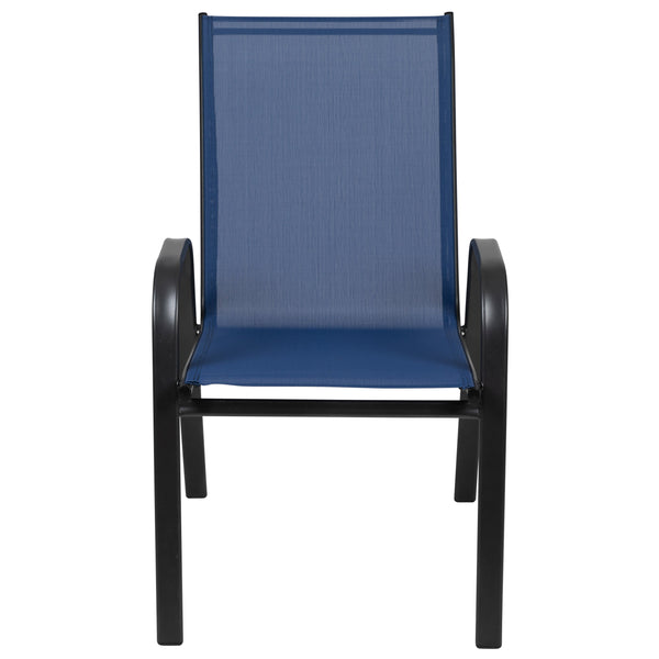 Navy |#| Navy Outdoor Stack Chair with Flex Comfort Material - Patio Stack Chair