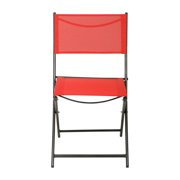 Red |#| 2 Pack Commercial Outdoor Flex Comfort Folding Chair with Metal Frame in Red