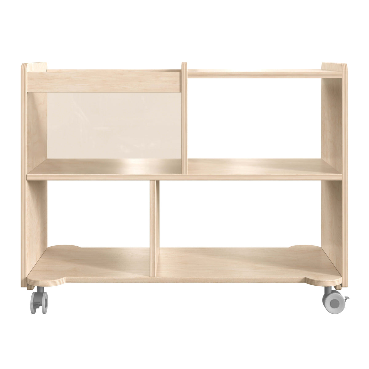 Commercial Wooden Mobile Storage Cart with 4 Compartments - Bin, Natural