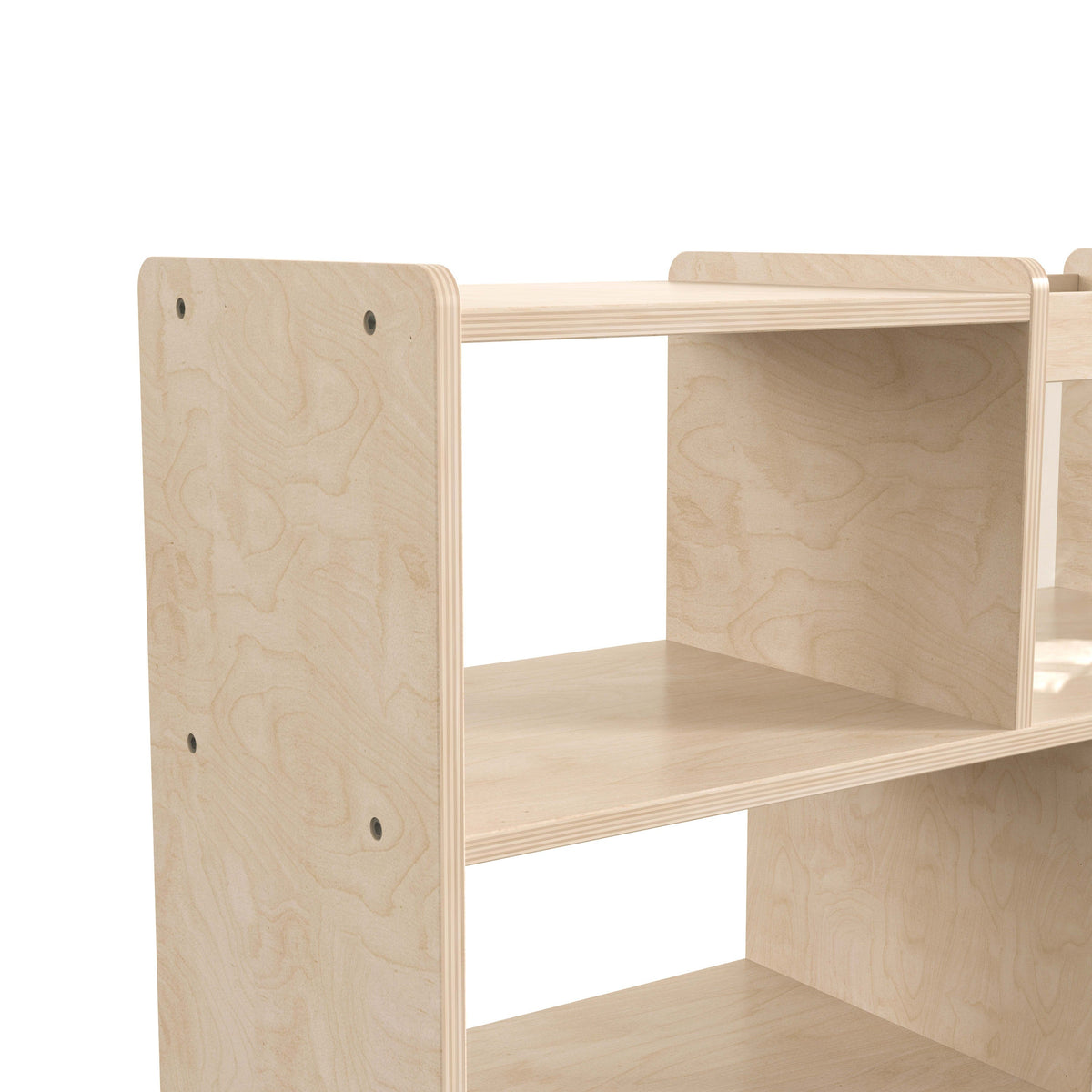 Commercial Wooden Mobile Storage Cart with 4 Compartments - Bin, Natural
